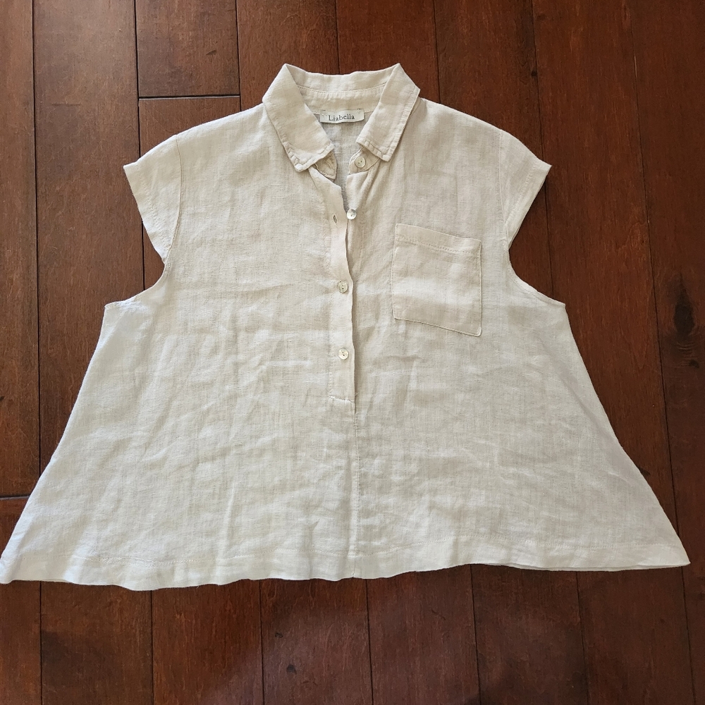 Liabella Italy Linen Sleeveless Flowy Top Size L